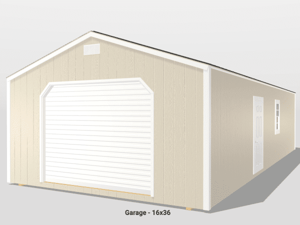 16x36 Metal Lofted Garage - Amish Garages, Lofted Garages